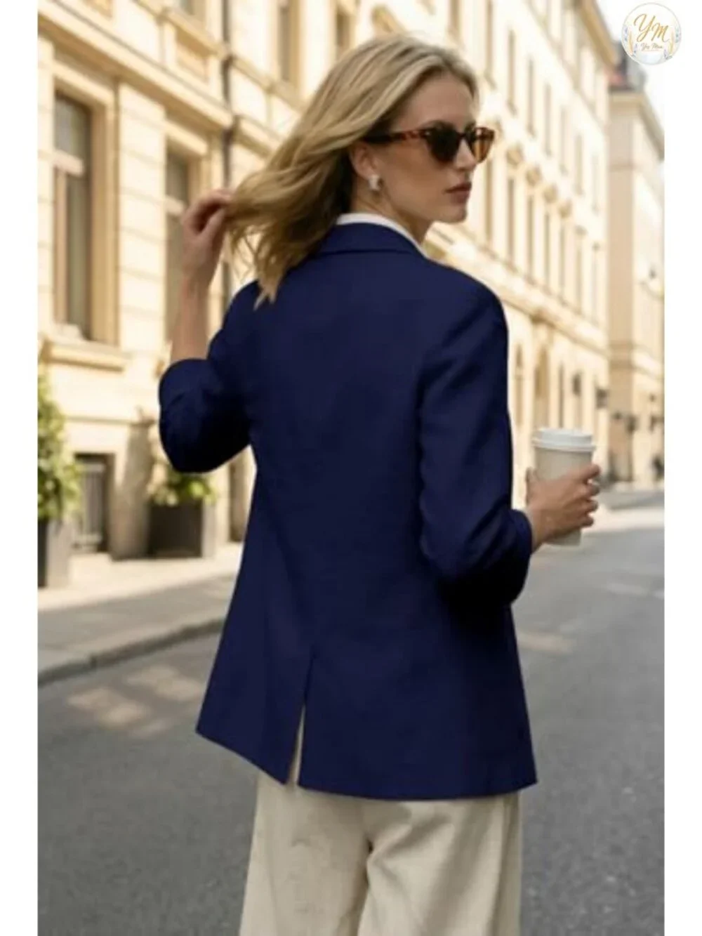 Women's 3/4 Sleeve Linen Blazer - Lightweight Casual Business Jacket